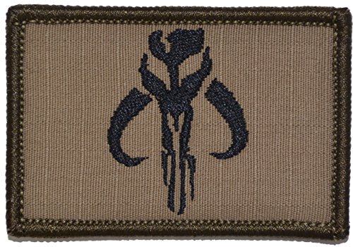 Mandalorian Skull - 2x3 Patch - Coyote Brown with Black