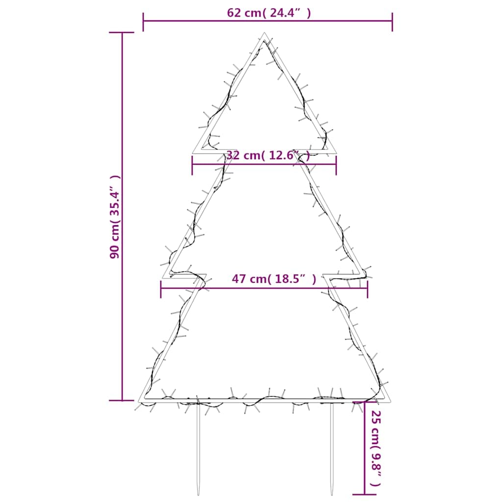 Weihnachtsbaum mit 115 LEDs, Eisen, 90 cm Höhe, 8 Lichteffekte, IP44 wasserdicht, mit Erdspießen, USB-Anschluss, für Innen und Außen, Weihnachtsbeleuchtung, Garten, Balkon, Terrasse