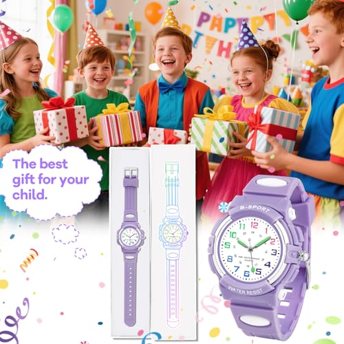 Image of Juboos Kids Watch Analog for Boys Girls, Childrens Waterproof Soft Strap Kids Time Teaching Quartz Wristwatch for Ages 5-15