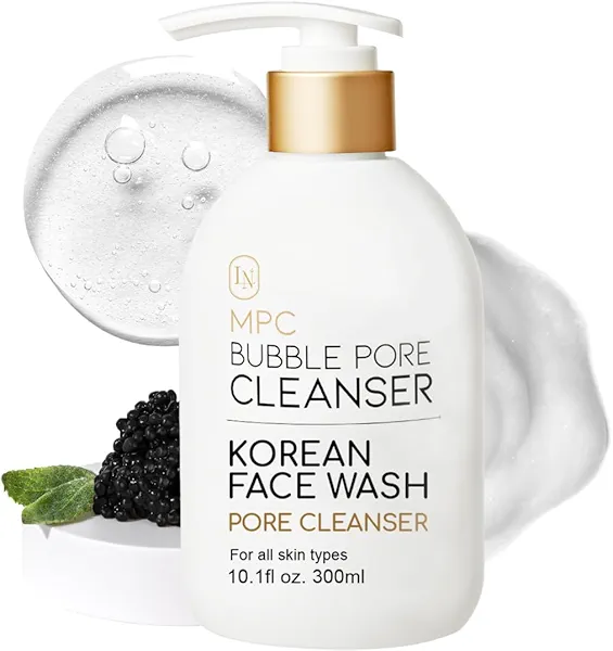 La Noubelle MPC Bubble Pore Cleanser, Korean Face Wash, Gentle Deep Pore Facial Cleanser with Caviar, Blackhead Makeup Remover, Pore Minimizer, Hydrating, Exfoliator, Oily, Dry Skin 10.1 fl oz