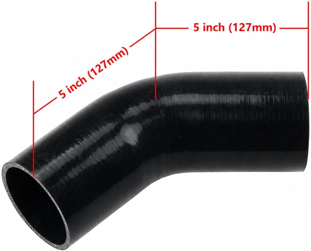Ucreative 45 Degree Elbow ID: 3" (76.2mm) 4-Ply 5mm Thickness High Performance Silicone Hose Coupler with T-Bolt Clamp