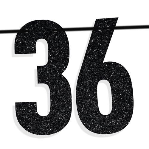 Image of Black Glitter Holy Sh*t You're 36 Banner, Happy 36th Birthday /Cheers to 36 Years, Funny 36th Birthday Party Decorations Supplies
