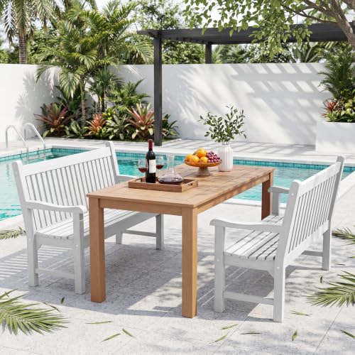 Image of Psilvam 2-Person Outdoor Bench with 700 Lbs Weight Capacity, White