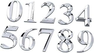 Garneck 10pcs Door Sign 3D Door Number Sticker Room Gate Room Gate Number Doorplate Figure House Number The Sign Signage Silver House Number Sign Signboard Self Stick House Number