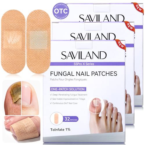 Image of SAVILAND Extra Strength Fungal Nail Patches FSA-HSA: 96 Patch 8H Overnight Repair 1% Tolnaftate Toenail Treatment Nighttime Nail Renewal Restores Damaged Nails Discolored Thick Yellow