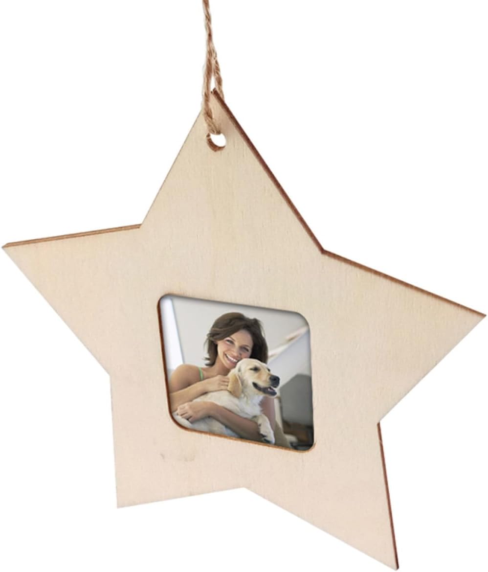 Wooden Mini Star Photo Frame 10pcs Unfinished Wall Decoration