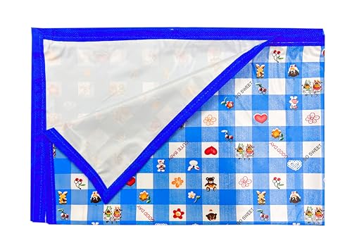 Image of EcoSoft Plastic Sheet,PVC Sheet for Kids,Rubber Sheet for Babies,Bed Wetting Protector(90 x 135 cm) (Blue Good Day)