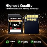 5-letnie odzyskiwanie danych: karta SD GIGASTONE UHS-II V90 512 GB, aparat Ultimate Pro, prędkość do 300/250 MB/s, U3 SDXC 4K Ultra HD UHD wideo do lustrzanek cyfrowych Canon, Nikon, Sony, Pentax