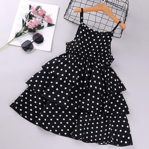 Girls Summer Dress Toddler Kids Polka Dots Spaghetti Straps Tiered Sundress Casual Spring Ruffle Princess Dresses3