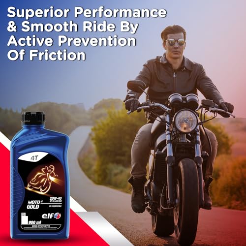 Image of ELF - Moto 4 Gold 20W-40 Semi-Synthetic Engine Oil for Bike | Anti-Clutch Slippage formula- 0.9L