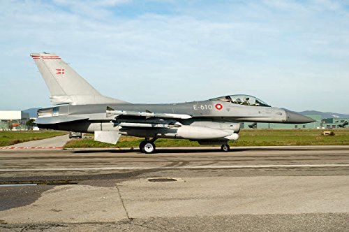 F-16A MLU Falcon from the Royal Danish Air Force taxiing at Grosseto Air Base Poster Print by Riccardo NiccoliStocktrek Images (17 x 11)