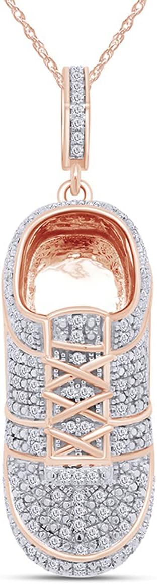 SAVEARTH DIAMONDS 1 Carat (Cttw) Round Cut Lab Grown Diamond Men's Shoe Charm Pendant Necklace In 10k Gold, 18" Chain