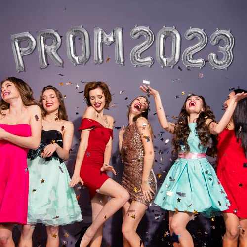 House Of Party Prom 2023 Balloons Silver 16 Inch | 2023 Graduation Decorations Silver | Prom 2023 Foil Mylar Letter Balloons | Prom Decorations For Party 2023 Graduation Balloons Class Of 2023 #TOP4
