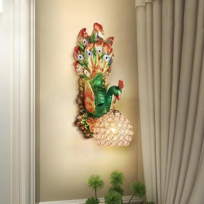 – Modern Peacock Wall Lamp LED Interior Creative Nordic Resin Sconce Lights for Home Living Room Bedroom Corridor (A)