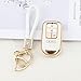 PIFOOG Key Fob Cover for Honda 5 Buttons Car Keys Case TPU Accessories for Honda Accord Civic CRV Pilot Passort Insight Smart Key Protector Bling Keychain Girly Women White Gold