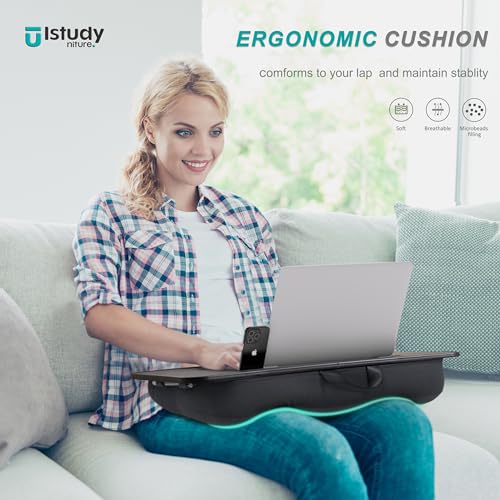 Portable-Laptop-Lap-Desk-with-Pillow-Cushion-Fits-up-to-17-inch-Laptop-Laptop-Stand-with-Device-Ledge-and-Phone-Holder-for-Home-Office-Black-ISTUDYNITURE