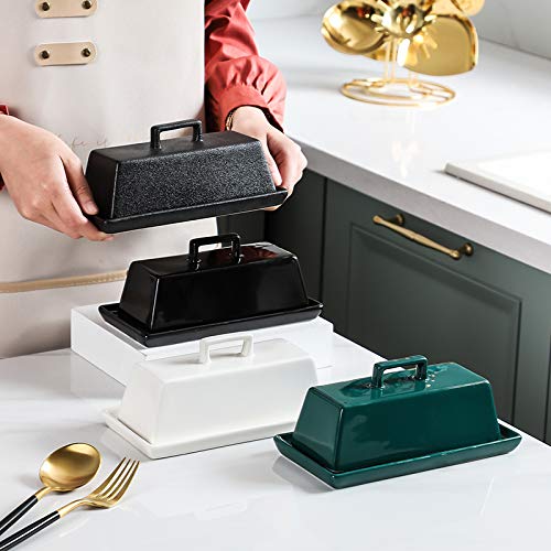 Sizikato Porcelain Butter Dish With Lid, Matte Black-7.5 Inch #TOP3