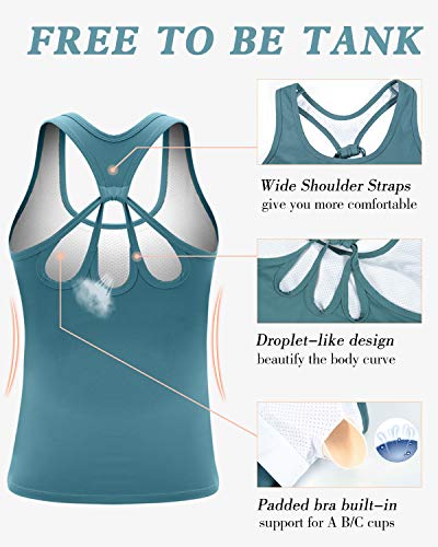 image for RUNNING GIRL Yoga Tank Tops for Women Built in Shelf Bra B/C Cups Stra