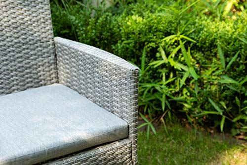 Ribelli Polyrattan Gartensitzbank mit Tisch, 2-Sitzer, für Garten und Terrasse, Gartenbank inkl. Sitzkissen, grau… – Bild 8