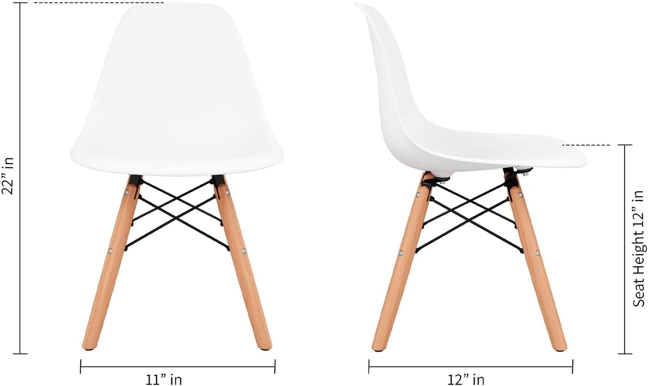 21.75" Plastic and Wood Kids Playroom Chair in White
