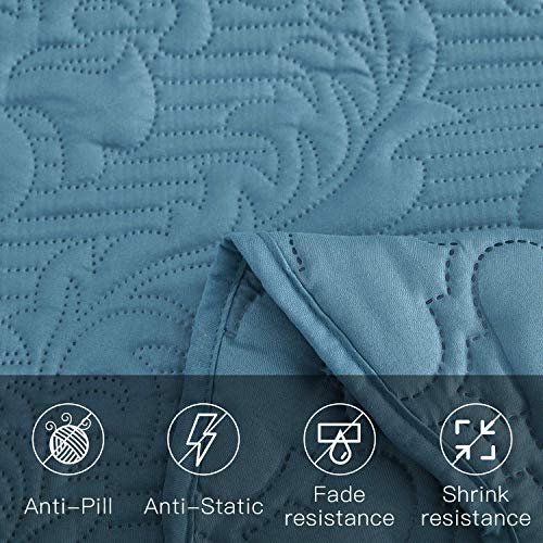 Image of CHIXIN Bedspread Coverlet Quilt Set Full Size - Lightweight Bedding Cover - Ultrasonic Quilting - 5 Piece Reversible Bedspread - Elegant Damask Paisley Pattern (Full, Lagoon)