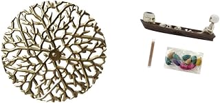 Fenteer Wall Hanging Sculpture Metal Wall Decor Hanging Sculpture Wall Art Decorative Disc Holder Ship Burner Figurine Desk Table