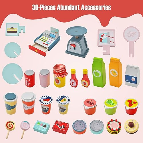Costzon 04469 Wooden Grocery Store Playset, Kids Pretend Role Play Market Stand thumb #3