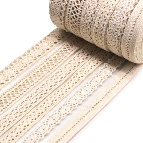 Jamsinmu Top Ligament 27m Top Band estilo vintage para decoración de boda Decoración de Navidad Paquete de regalo Scrapbooking Box Beige 02