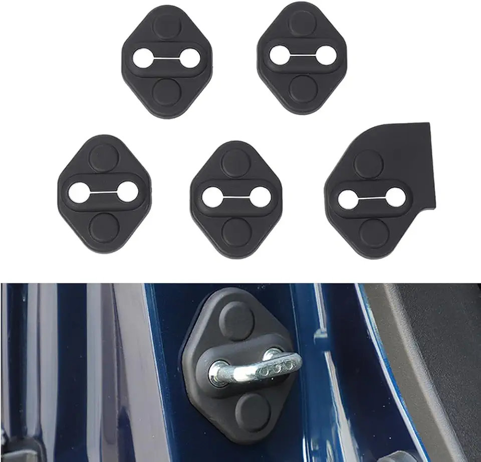 5PCS Car Door Lock Latches Cover Protector for Suzuki Jimny 2019-2023 ABS Car Interior Accessories Plate Cover Decoration (Black)
