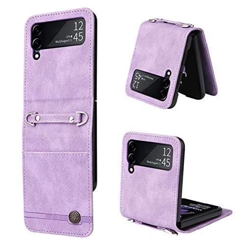 Étui Samsung Z Flip 4 Portefeuille Violet Idéal pour le Travail et les Sorties