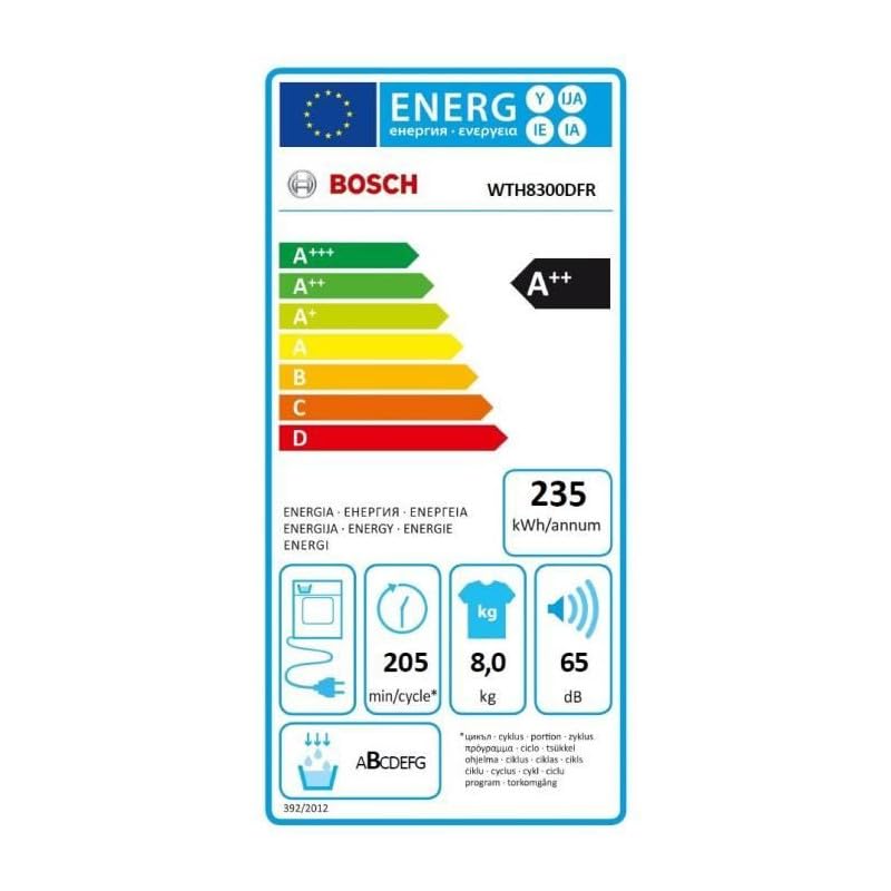Bosch WTH8300DFR, Serie 4, Secadora de ropa, Bomba de calor, 8 kg, Blanco