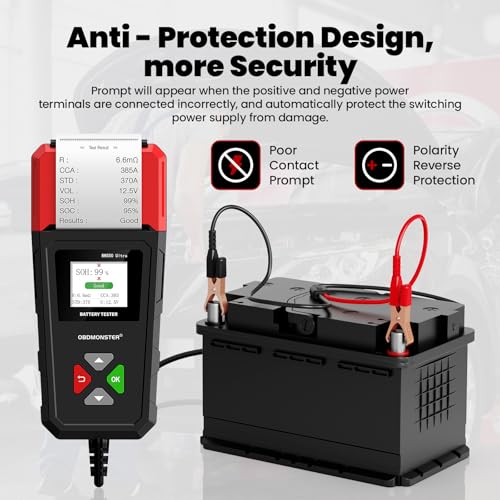 Car Battery Tester OBDMONSTER BM550U 6V/12V/24V 100-2000CCA Lead-Acid Battery Load Tester 1.8" HD Screen Automotive Digital Battery Voltage Tester with Built-in Printer by OBDMONSTER - Image 5