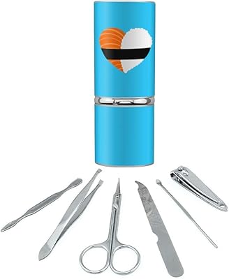 Japanese Salmon Sushi and Rice Heart Stainless Steel Manicure Pedicure Grooming Beauty Care Travel Kit