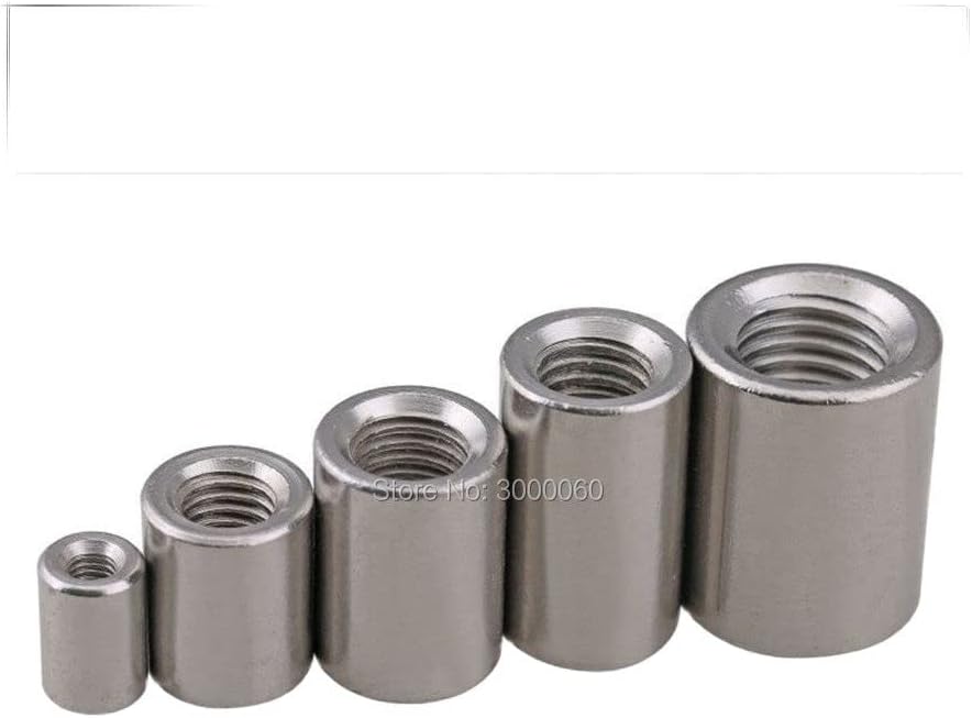 M12 Stainless Steel 304 Inner Threaded Round Rod Coupling Nut 10pcs/Lot - (Size: M12x18mmx25mm)