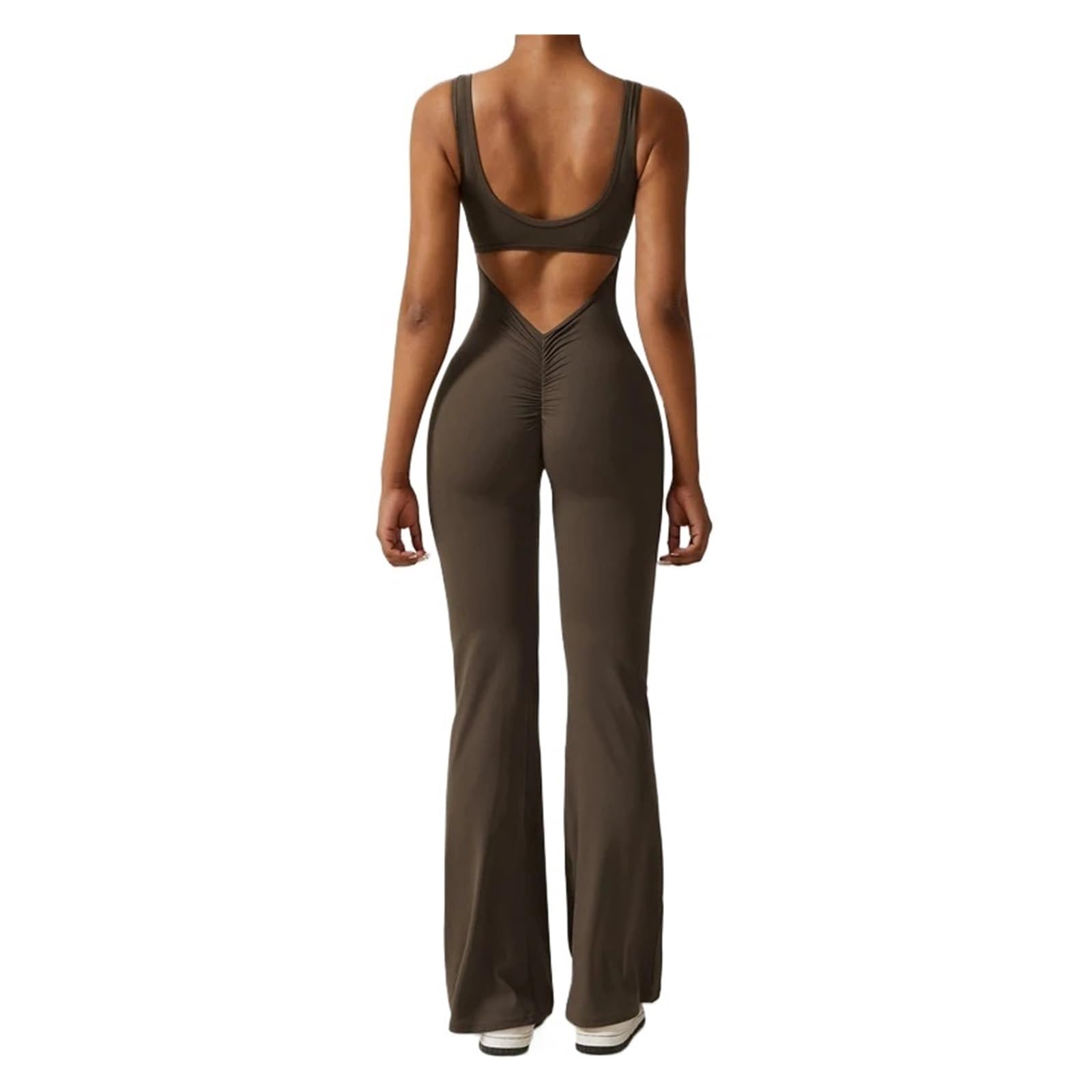 Conjunto Deportivo De Una Pieza con Espalda En V For Mujer, Traje De Yoga, Pantalones Acampanados, Mono Deportivo, Monos De Fitness