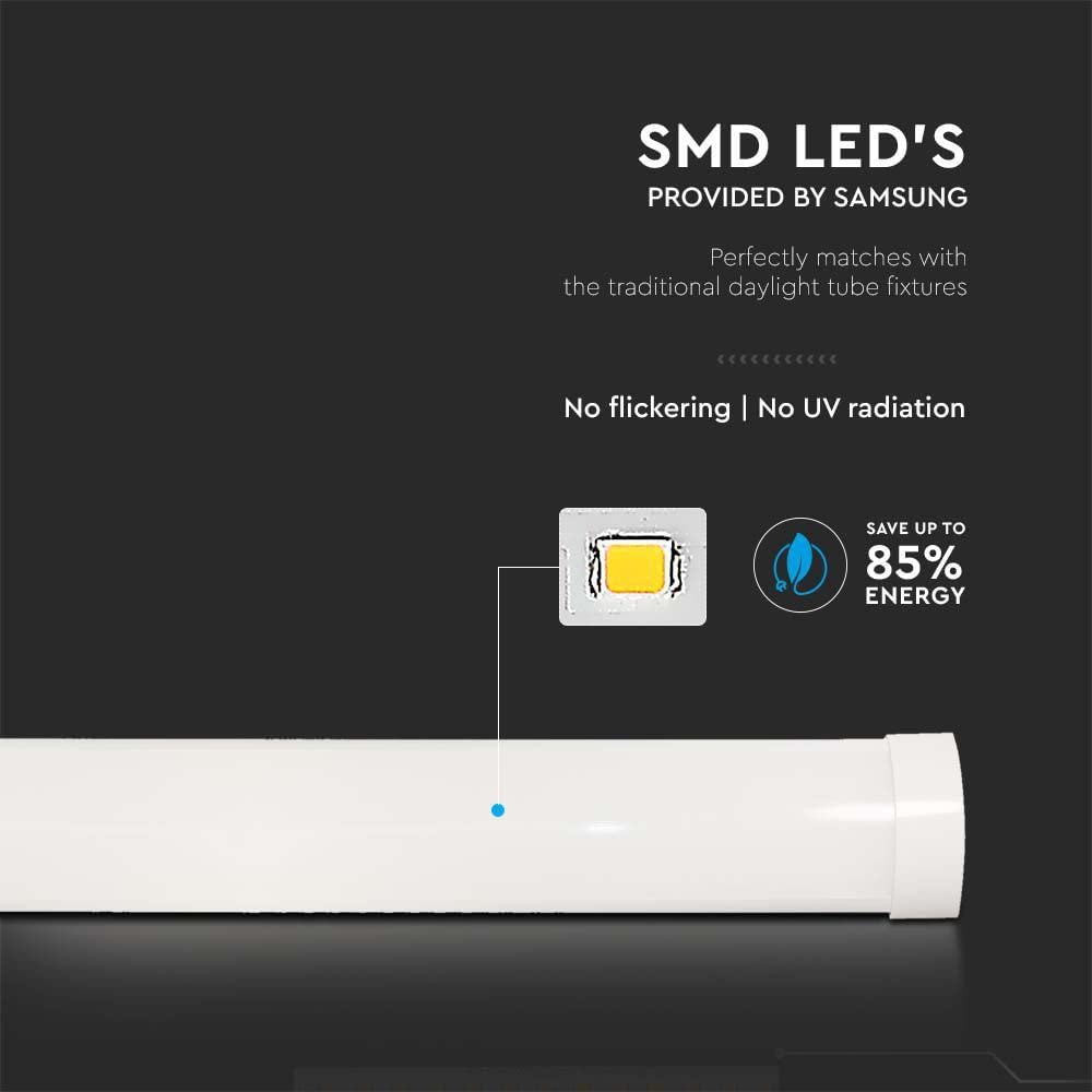 V-TAC 4x Plafoniere LED 120 CM da Soffitto o Parete - 40W - con Chip Samsung - Lampada Rettangolare 4300 Lumen IP20 per Parete, Garage, Negozio - Tubo LED - Luce 6500k Bianca Fredda