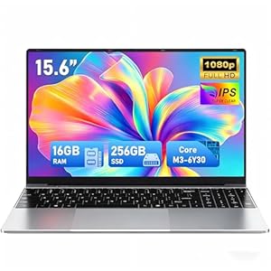 FUNYET 2026 Nuevo Ordenador Portátil, PC Portátil de 15,6 Pulgadas,Laptop Core M3-6Y30, 16 GB de RAM, 256 GB de SSD,IPS 1920 x 1080 FHD, Apertura de 180°,batería de 5000 mAh,Type-C