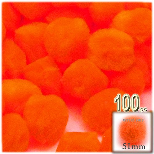 The Crafts Outlet 100-Piece Multi Purpose Pom Poms, Acrylic, 51Mm/About 2.0-Inch, Round, Multi Mix #TOP2