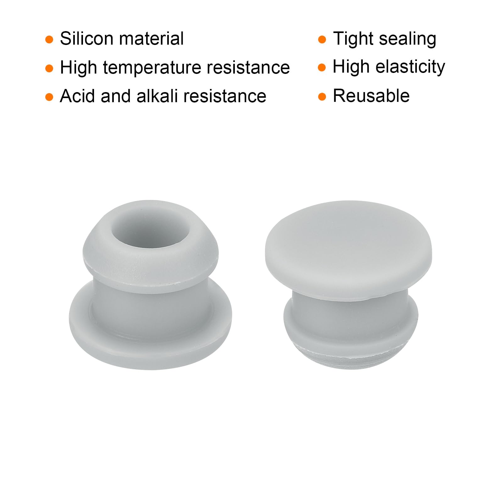QUARKZMAN 50pcs Tapones de Silicona, Tapa para Ocultar Agujero de 10mm, Cubierta Impermeable de Bloqueo Sellado Suave Panel Redondo para Mubles Tubos Botella Cocina Baño Laboratorio, Gris