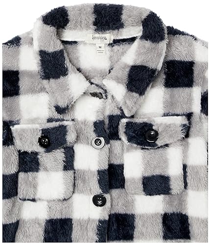Speechless Girls' Checkered Sherpa Button Down Sweater2