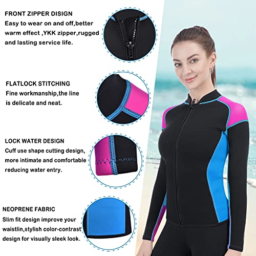 Chaqueta Neoprene Top Wetsuit para Mujer y Hombre, Térmica para Natación, Surf y Agua Fría miniatura 4