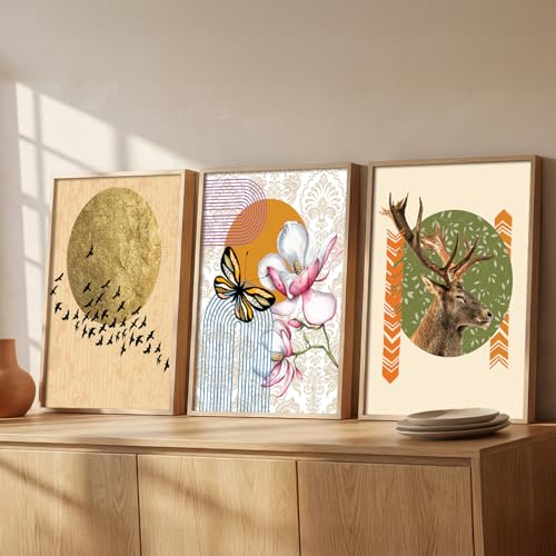 Image of kotart Paintings Modern Art Wall Decor Framed Paintings for Bedroom Room Living Room - Framed Wall Posters /Paintings with Frame - Painting for Wall Decoration - Set of 3 - D (Art 5, 10x13 inch)