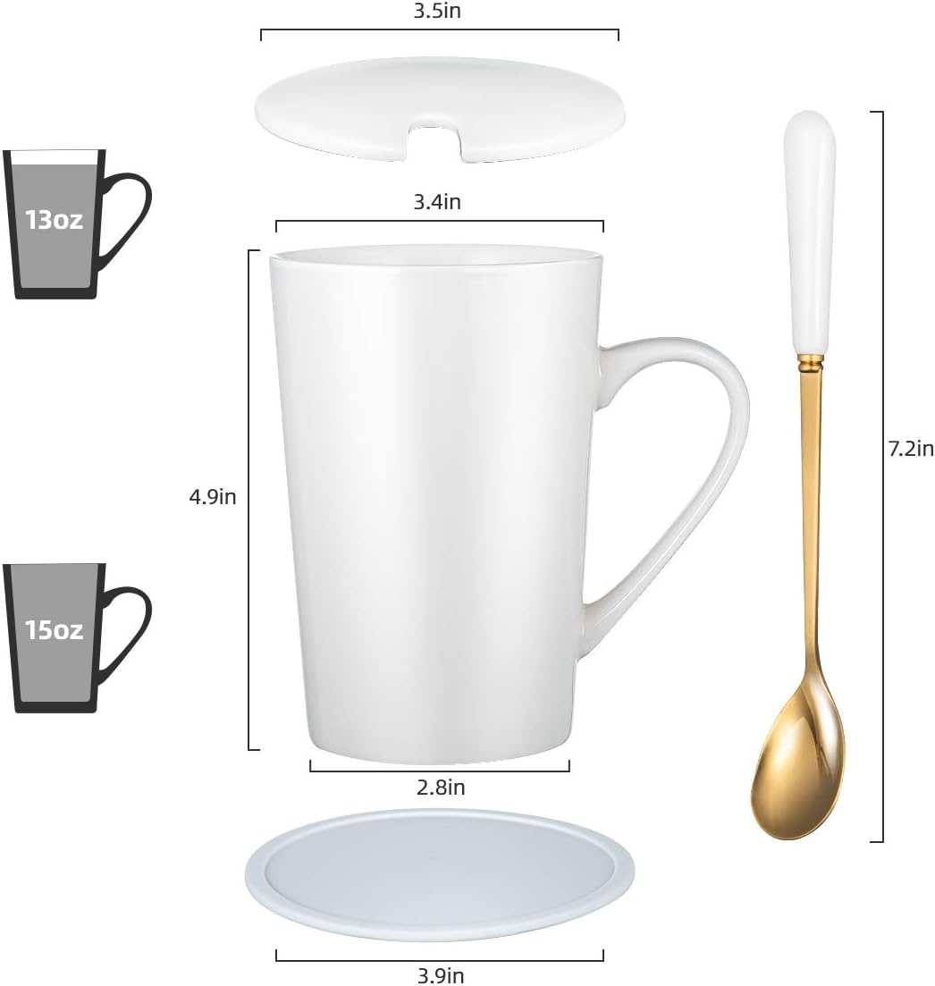 15oz Capricornus Birthday Gift for Women Coffee Mug Set Ceramic Creative Constellation Zodiac Capacity Upgrade Tea Cup for Cocoa Water Milk Juice (Capricornus-White Gold) - Image 3