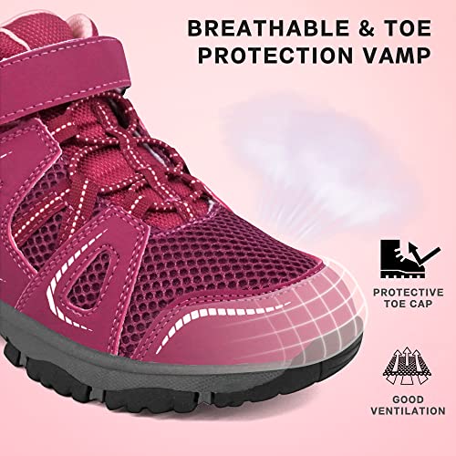 Yeskis Kids Hiking Shoes Girls Hiking Boots Breathable Durable Lightweight Outdoor Tennis Sneakers For Little Kid Purple Size 3 #TOP2