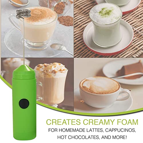 Hello Milk Frother - Double Whisk Head, Handheld Battery Operated Electric Foam Maker For Bulletproof Coffee, Lattes, Cappuccino, Hot Chocolate, Sleek Drink Mixer With Stand (Green) #TOP4