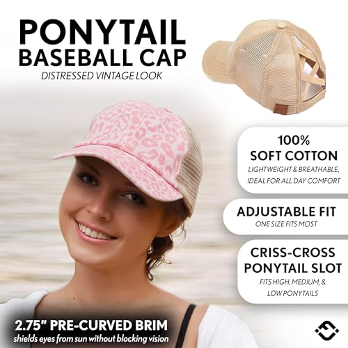 Image of Funky Junque Womens Baseball Cap Dad Hat Ponytail Messy Bun Trucker Ponycap