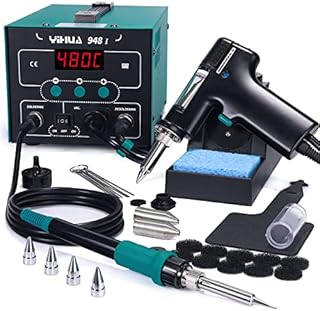 YIHUA 948-I Soldering Desoldering Station 2-in-1 with Soldering Iron and Desoldering Gun (Vacuum Pump Built-in) with Sleep Mode, Digital Calibration(UK Plug)