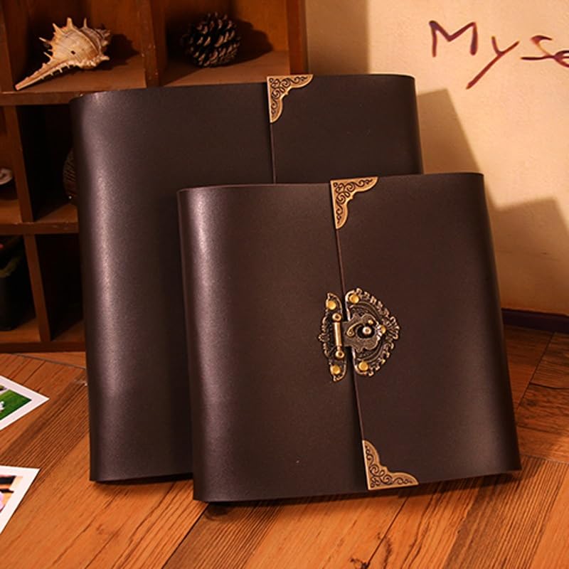 Fotoalbum Leather Lock Wedding Guest Book/black Scrapbook Album Gift Set/Photo Book(M)