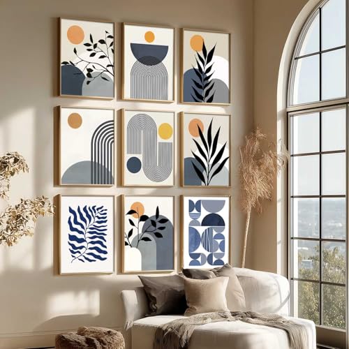 Image of kotart Aesthetic Boho Art Home Decoration Painting | Boho Paintings With Frame For Living Room Bed Room Hotel Wall Decor Digital Reprint Set of 9 (10X13 inch)