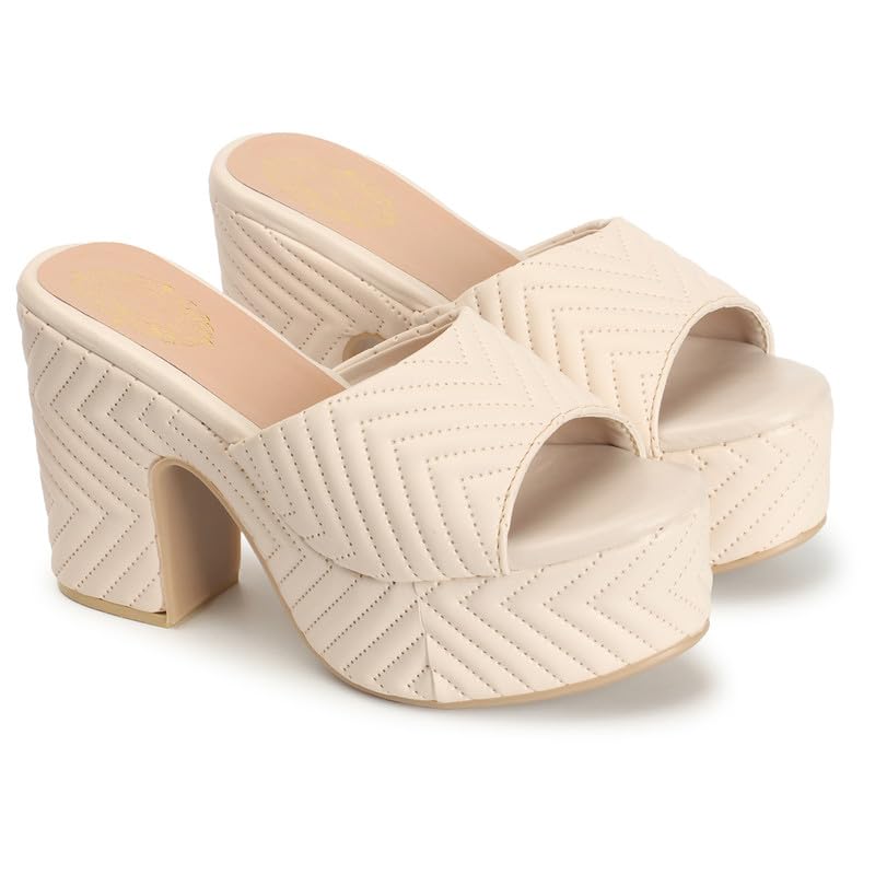 STRASSE PARIS Stylish Open Toe Block Heels for Women & Girls Cream (B0CVB4Y2V6) Amazon Price History, Amazon Price Tracker